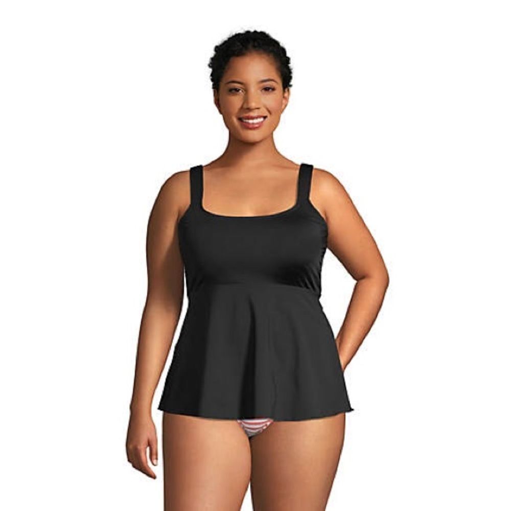 Land’s End Flutter  square neck tankini Black 
